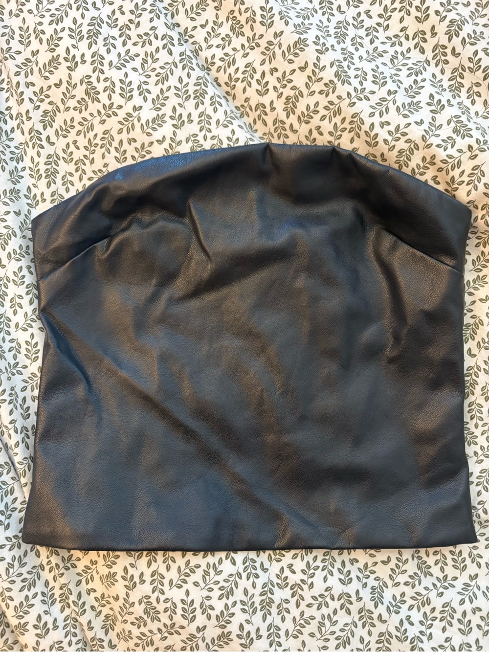 Dynamite Black Faux Leather Strapless Crop Top